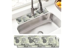 AQUOECHD Sink Faucet Absorbing Mat, 2 Pack Drying Mat Around Faucet Sink Splash Guard Behind Faucet Sinkmat For Kitchen Bathroom Island Rv 15 * 5.5 Inch (60 * 14 cm)
