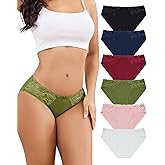 Aijolen Women's Cotton Bikini Panties Lace Cheeky Underwear for Women Breathable Soft Underwear Women Pack S-XL