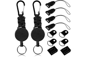 2pcs CB Mic Retractable Holder with Swivel Clip, CB Radio Microphone Hanger with Tether Lanyard D-Ring & Hook Secure Clip Mou