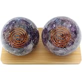 Top Chi Amethyst Orgonite Baoding Balls for Hand Therapy, Exercise, and Stress Relief (Large 2 Inch)