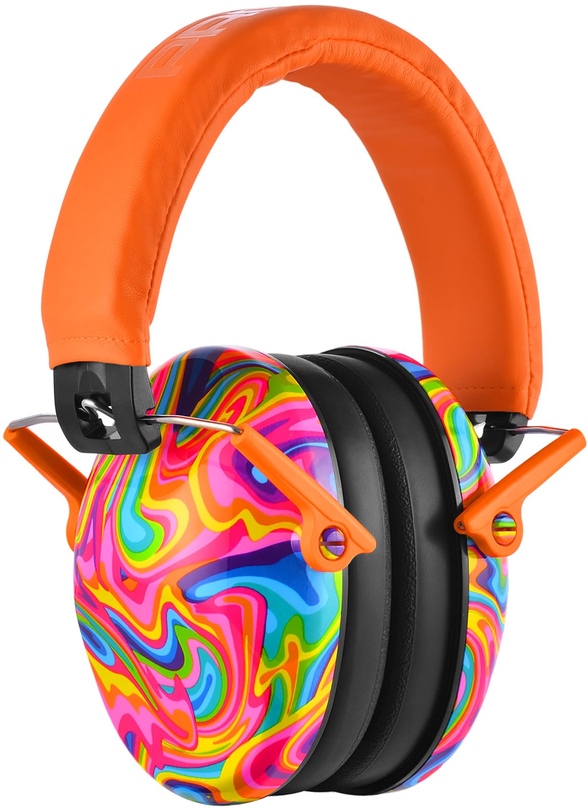 PROHEAR 032 Ear Defenders for Children, Hearing Protection for Autistic Toddlers Have Sensory Issues, Kids Adjustable Safety Earmuff, Ideal for Firework, Concert, Study - Orange Graffiti