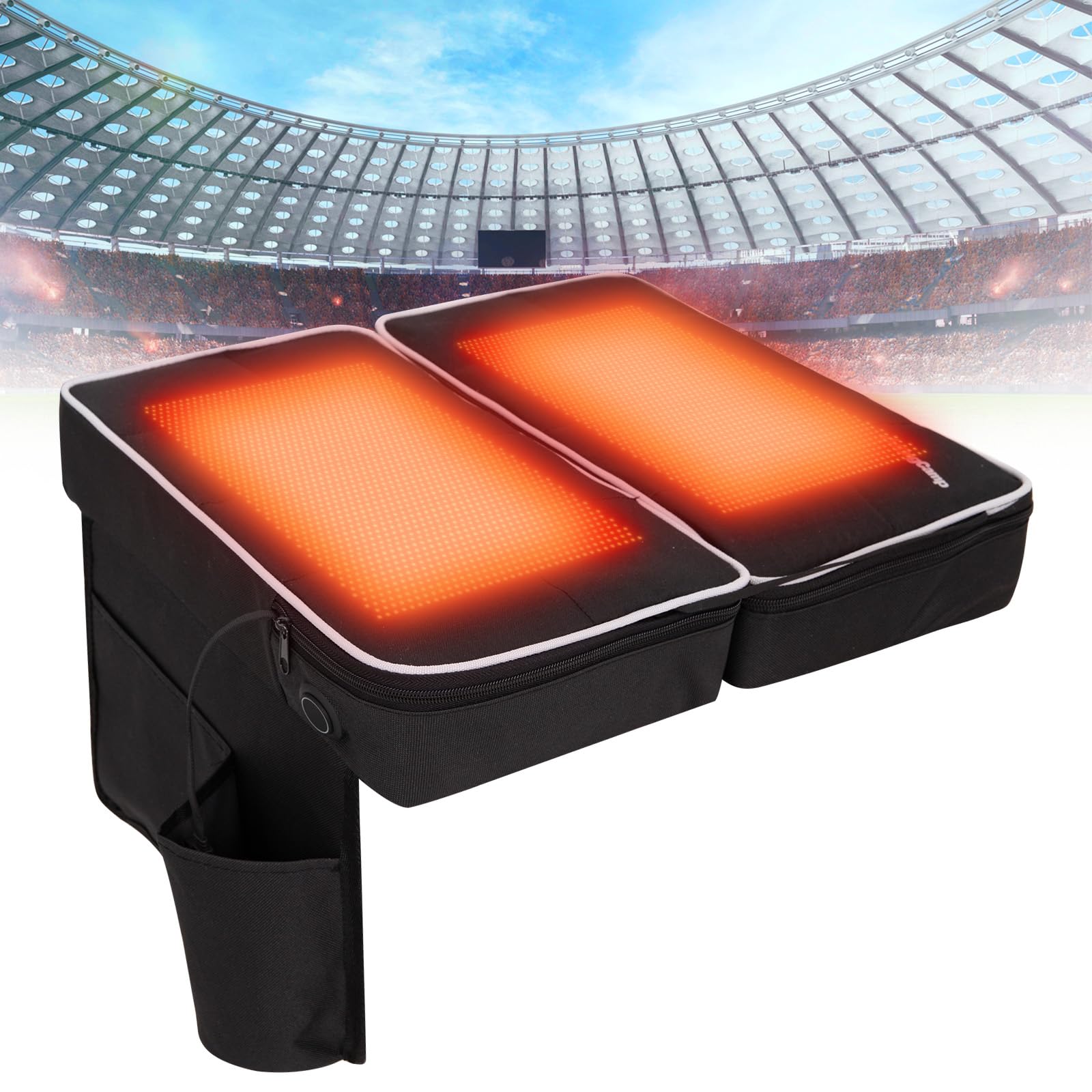 Photo 1 of KingCamp Heated Stadium Seats for Bleachers, Portable Camping Seat Cushion with Detachable Dual Nano Heating Pads & PE+PU Double Layer Cushion & Large Side Pocket for Camping Stadium Hunting BBQ