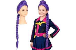 morvally 33.5 Inches Purple Long Braided Ponytail Wig - Anime Cosplay Wigs for Halloween Costume Party (Purple)