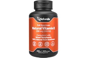 Naturalis Sunflower Vitamin E 268mg (400 IU) with Mixed Tocopherols | Essential Skin Vitamin & Immune Support | Non-GMO, Soy & Gluten Free | 300 Softgels