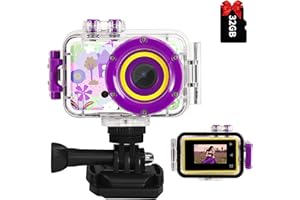 ASIUR Kids Waterproof Camera Underwater Camera Toys for Girls Boys Age 3-8, 1080P Toddler Video Camera Gift - Children Portable Sports Camcorder for Outdoor Riding Skating Jumping with 32GB TF-Card
