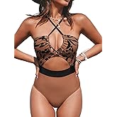 CUPSHE Women's One Piece Swimsuit Plunge Neckline Cutout Criss Cross Bathing Suit