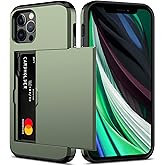 Nvollnoe for iPhone 12/iPhone 12 Pro Case with Card Holder Heavy Duty Protective Dual Layer Shockproof Hidden Card Slot Slim Wallet Case for iPhone 12/12 Pro for Men&Women(Green)