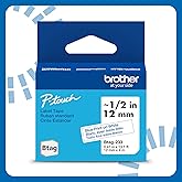 Brother Genuine P-Touch Btag BTAG233 Blue on White Label Tape ~1/2in by 13.1ft (12mm x 4m). (Works Only with Brother PT-N10, PT-N20, PT-N25BT Label Makers)