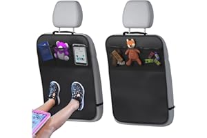 Backseat Car Organizer, Kick Mats with 3 Organiser Pockets and Adjustable Strap, Back Seat Protector, Car Seat Protector(70 x