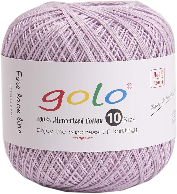 golo Crochet Thread Size 10 for Hand Knitting Crochet Yarn for Beginners (Lilac)6672 Amazon.co