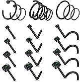 Lsnevsie 24G 22G 20G Small Thin Nose Rings Hoops Piercing Jewelry for Women 316L Stainless Surgical Steel Round Diamond CZ Nose Rings Studs Nostril Piercing Jewelry for Women Men Silver Black Gold