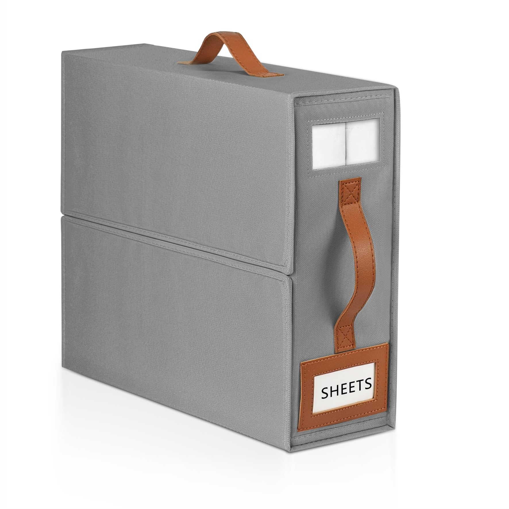 BOSNONA Bed Sheet Organiser 1 Pack Grey Bedding Storage Box Foldable King Size Bed Sheet Organiser Boxes with Zip for Bedsheets, Pillow Cases, Clothes (Grey, 1 Pack)