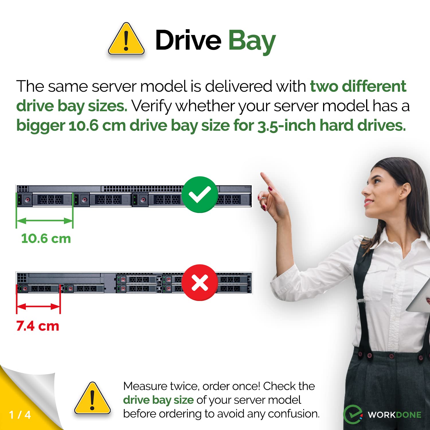 Caddy Ibrido 3.5" Con Staffa Adattatore Per 2.5" – Compatibile Dell PowerEdge T440