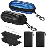 MoKo Semi Hard Shell Sunglasses Case, Unisex Protective Eyeglass Case Glasses Case Holder with Metal Hanging Hook