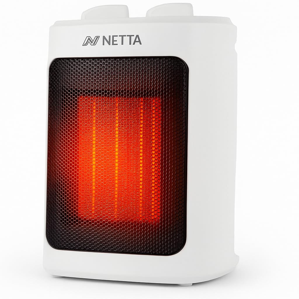 NETTA Ceramic Fan Heater 2000W - Portable Electric Space Heater with 3 Heat Settings & Adjustable Thermostat - Energy Efficient Ceramic Heater for Home & Office - Tip Over & Overheat Protection
