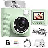 TIATUA Kids Instant Print Camera, Christmas Birthday Gifts for Girls and Boys, 1080P HD Video Digital Kids Camera with Print Paper & 32G Card, Toddler Toy for 3-14 Years Old (Green)