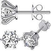 SugarTang Moissanite Stud Earrings for Women, 18K White Gold Plated S925 Sterling Silver Hypoallergenic Diamond Earring, Lab Grown Diamond Earrings
