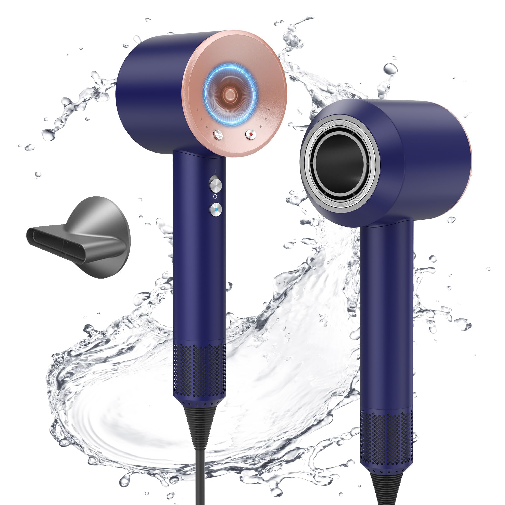 Photo 1 of 1600W Fast Drying Hair Dryer,Negative Ionic Blow Dryer with High-Speed 110,000 RPM Brushless Powerful Digital Motor,Low Noise Thermo-Control (Beige +Deep Blue)