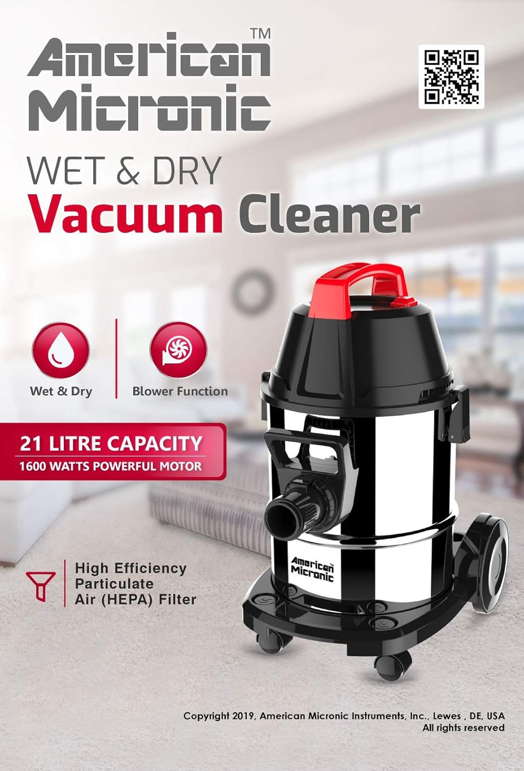 American Micronic Wet and Dry Vacuum Cleaner - AMI-VCD21