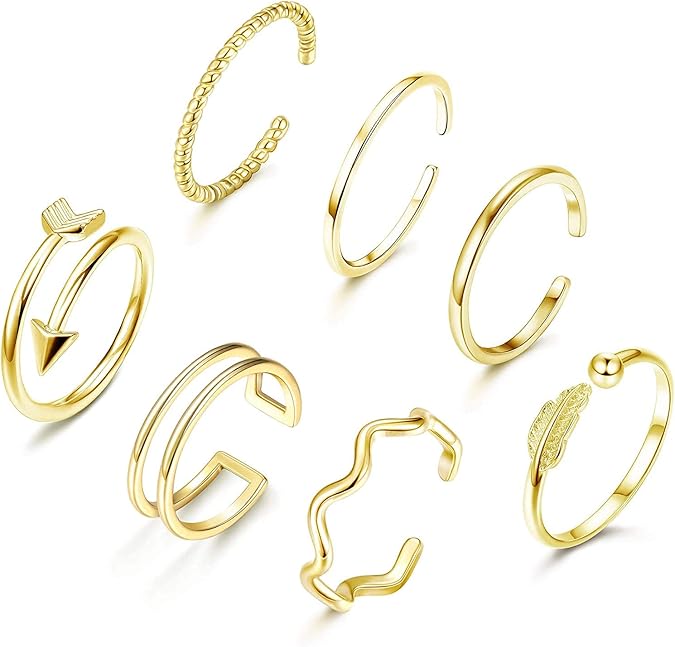 9-teiliges Ringe Set Für Frauen Silber - Verstellbare Boho Vintage Ringe