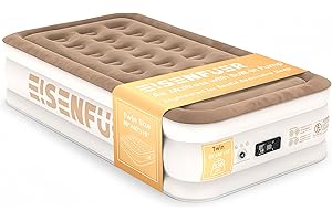 EISENFUER Air Mattress Twin XL with Built-in Pump – 18" Inflatable Bed with High Speed Built-in Pump, Stable Comfort, Long-Lasting, colchón inflable, Carry Bag, Cozy Guest Bed for Sleepovers, Glamping, Moving