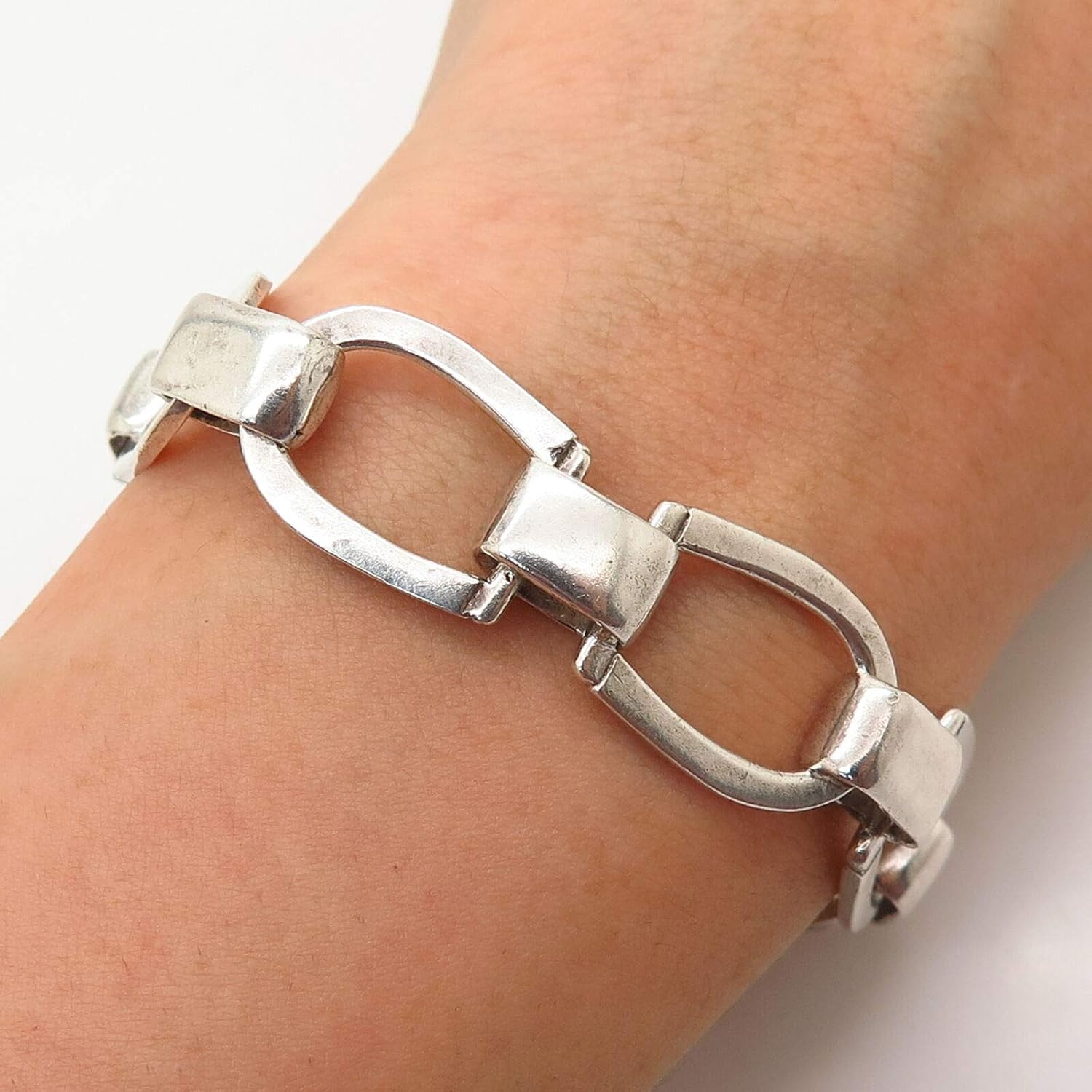 925 Sterling Silver Vintage Horsebit/Stirrup Link Bracelet