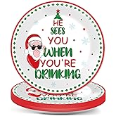 Lonfliness 48Pcs Funny Christmas Paper Plates 7inch Santa Disposable Plates Christmas Dinnerware Set for Xmas Party Dinner Dessert Tableware Decoration Holiday Supplies