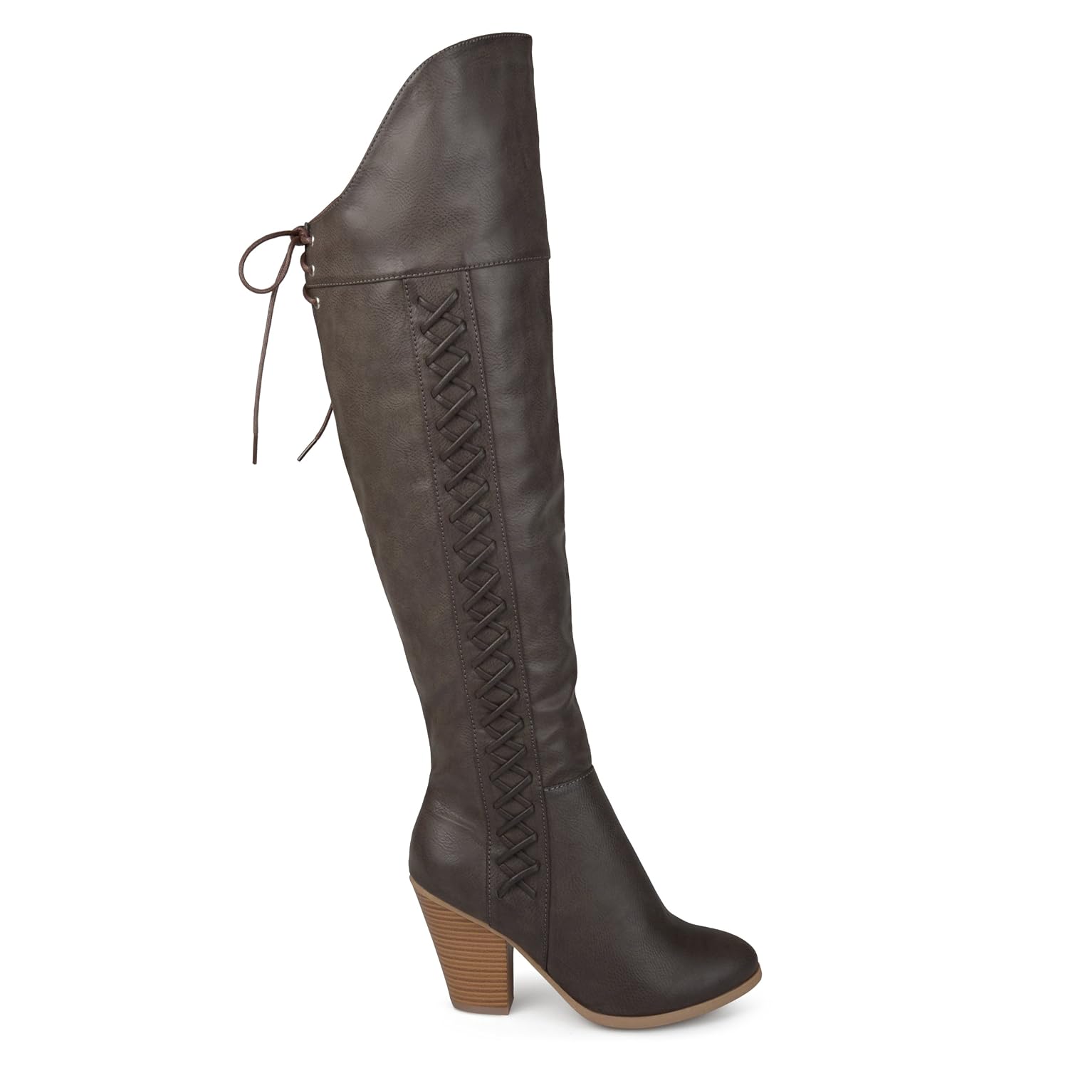 Wide Calf Faux Leather Faux Lace-up 