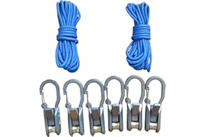 Pinenalo Rope with Roller Tensioner for Easy and Secure Tying, 6-Pack Paracord Adjusters, Camping and Boating Tie-Down Tool with Locking Buckle