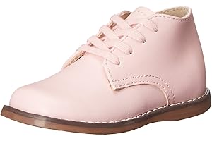 FOOTMATES Tina Lace-Up Leather Saddle Bootie Baby Walking Shoes Dress Sneakers with Wide Toe Box, Custom-Fit Insoles, Non-Marking Outsoles - for Infants and Toddlers, Ages 0-4
