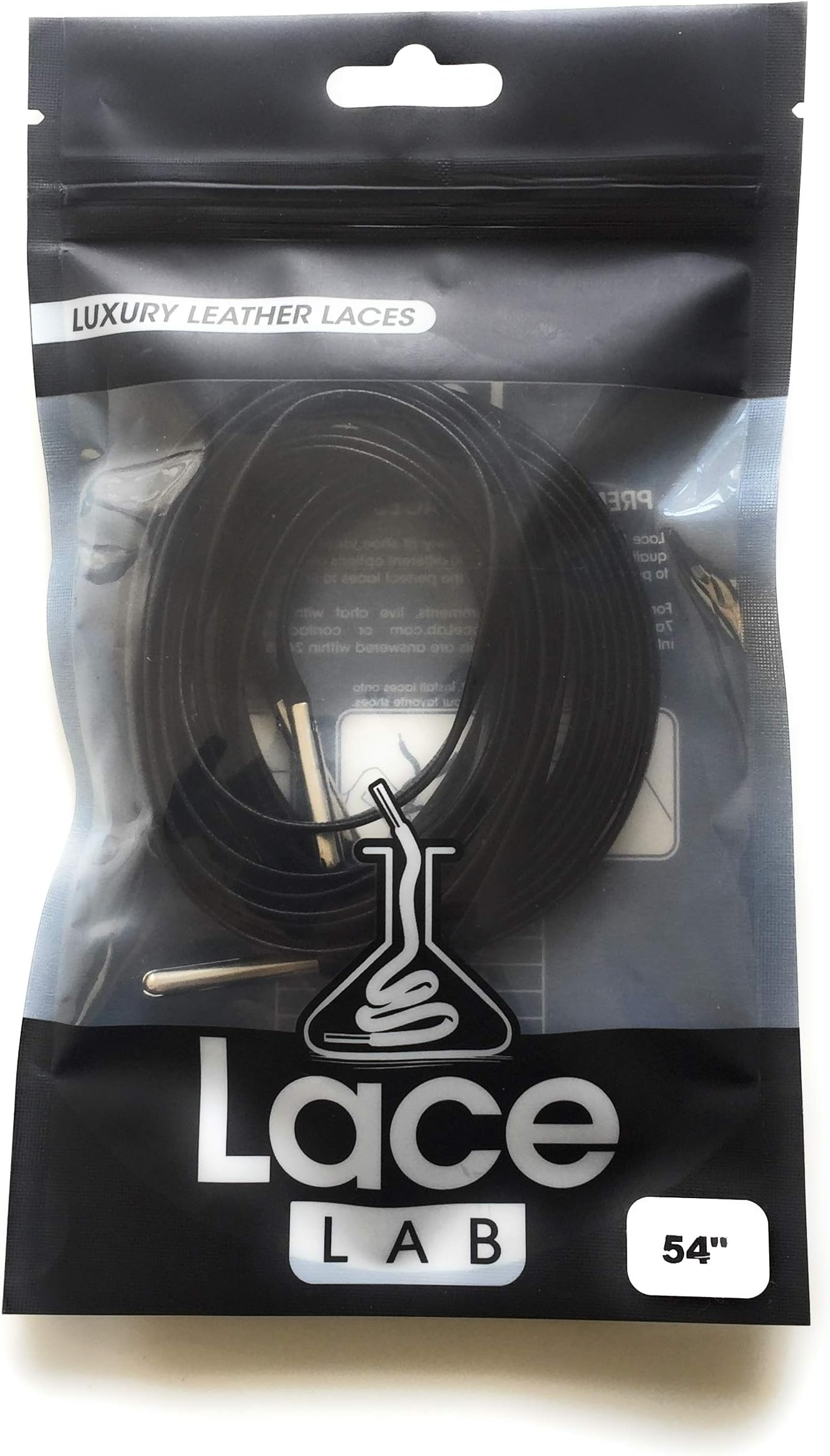 Lace Lab Luxury Leather Laces Plated Shoelaces For High Top & Low Top Sneakers (54", Black/Gunmetal)
