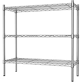 Auslar 3-Shelf Storage Wire Shelves Heavy Duty 3 Tiers Standing Shelving Units Adjustable Metal Organizer Wire Rack, Chrome