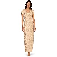 knee length dresses for ladies Draped Metallic Foil Long Dress in Peri Cruise