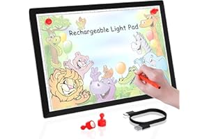Light Tracing Box Rechargeable, Winshine Portable LED Light Board, Light Board for Diamond Art Painting, 5 Levels Stepless Dimming Drawing Tracking Light Pad, Artistic Design Sketching