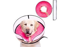 MARIYAGO Inflatable Dog Cone Collar with Enhanced Anti-Licking, Soft Neck Donut for Dogs Cats, Recovery Pet Cone Collar After Surgery for Large Medium Small Dogs… (Donut Pink, Large)