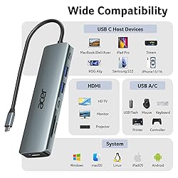 Acer USB C Hub, 7 in 1 USB C to Multi-Port Adapter