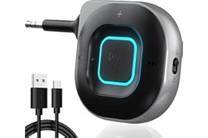 DELUMU Bluetooth AUX Adapter for Car, 2 in 1 Bluetooth Transmitter Receiver with Noise Cancelling 3.5mm, 5.3 Bluetooth Receiver,Wireless Audio Transmitter for Car Stereo System, Home Audio, Speakers, Headset