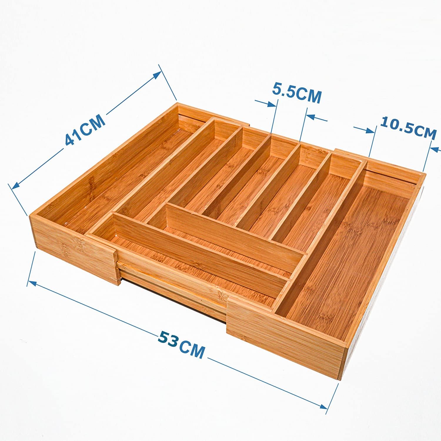 simpdecor Bamboo Drawer Organizer Expandable Cutlery Tray Adjustable Utensils Holder 5-7 Compartments Wood Drawer Dividers Organizer for Storing Silverware Flatware - Image 4