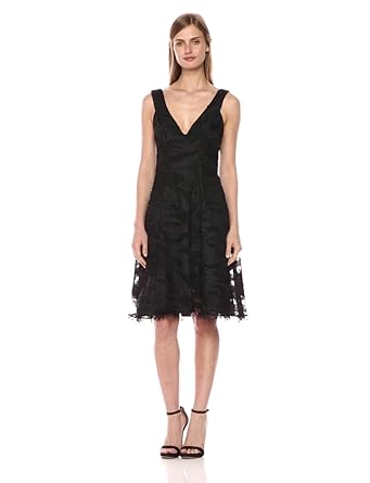 Dress the Population Women's maya floral lace fit and flare dress