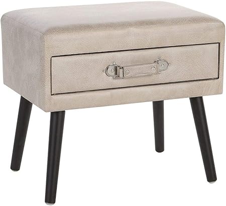 Modern Faux Leather Side Table Beige Suitcase Drawer Storage Bedside Eurostar Beliani Amazon Co Uk Kitchen Home