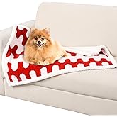 MEIHORSY Waterproof Blanket for Dog Puppy Cat, Cute Wavy Pattern Dog Blanket for Bed Couch Sofa, Washable Double Sided Pet Blankets for Couch Protection, 28"x39", Red