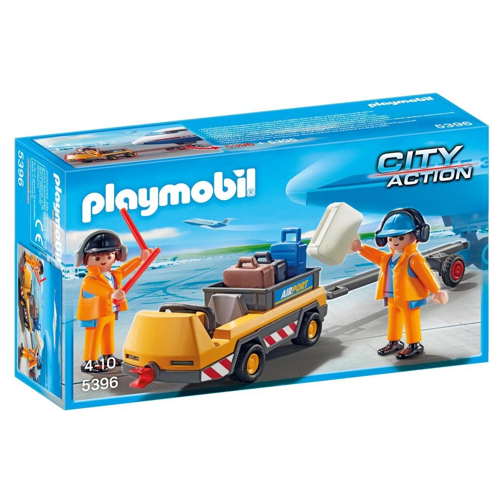 Playmobil 5396 City Action Aircraft Tug with Ground Crew, Fun Imaginative Role-Play, PlaySets Suitable for Children Ages 4+