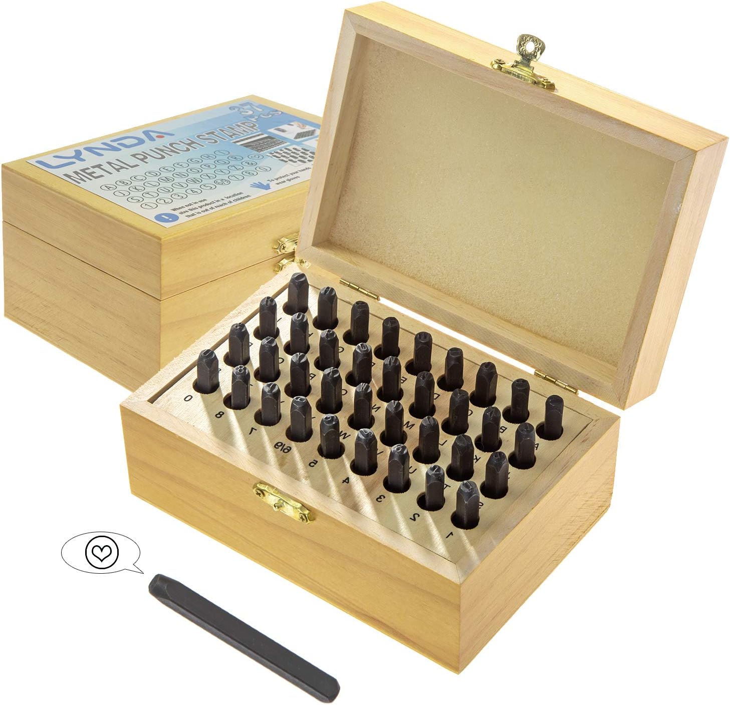 Metal Stamping Kit,with Number & Letter Stamp Set (A-Z & 0-9 + Heart),for Steel Alloy Punching Set for Leather, Clay, Plastics, Metal, Wood