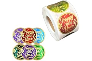 Round Labels Sticker Happy New Year Gold Foil Stamping Self-Adhesive Self-Adhesive Labels Chinese New Year Party Supplies