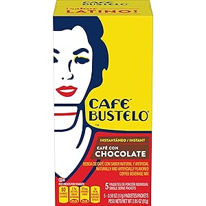 Café Bustelo Café con Chocolate Flavored Instant Coffee Beverage Mix, 5 Count Single Serve Packets