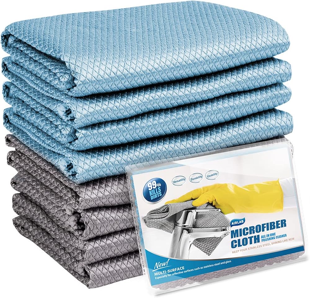 Airlab 8 Pcs Microfiber Cleaning Cloths Nanoscale Lint Free 12x16