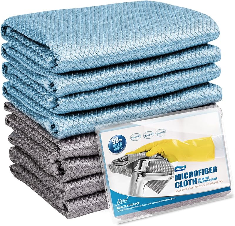 Airlab 8 Pcs Microfiber Cleaning Cloths Nanoscale Lint Free 12x16
