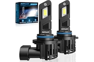 ROYLUX 9006 LED Bulb, 20000LM 600% Brighter Halogen Replacement HB4 Fog Light, Plug and Play 99% Canbus Ready IP68 Waterproof, 6000K Cool White, Pack of 2