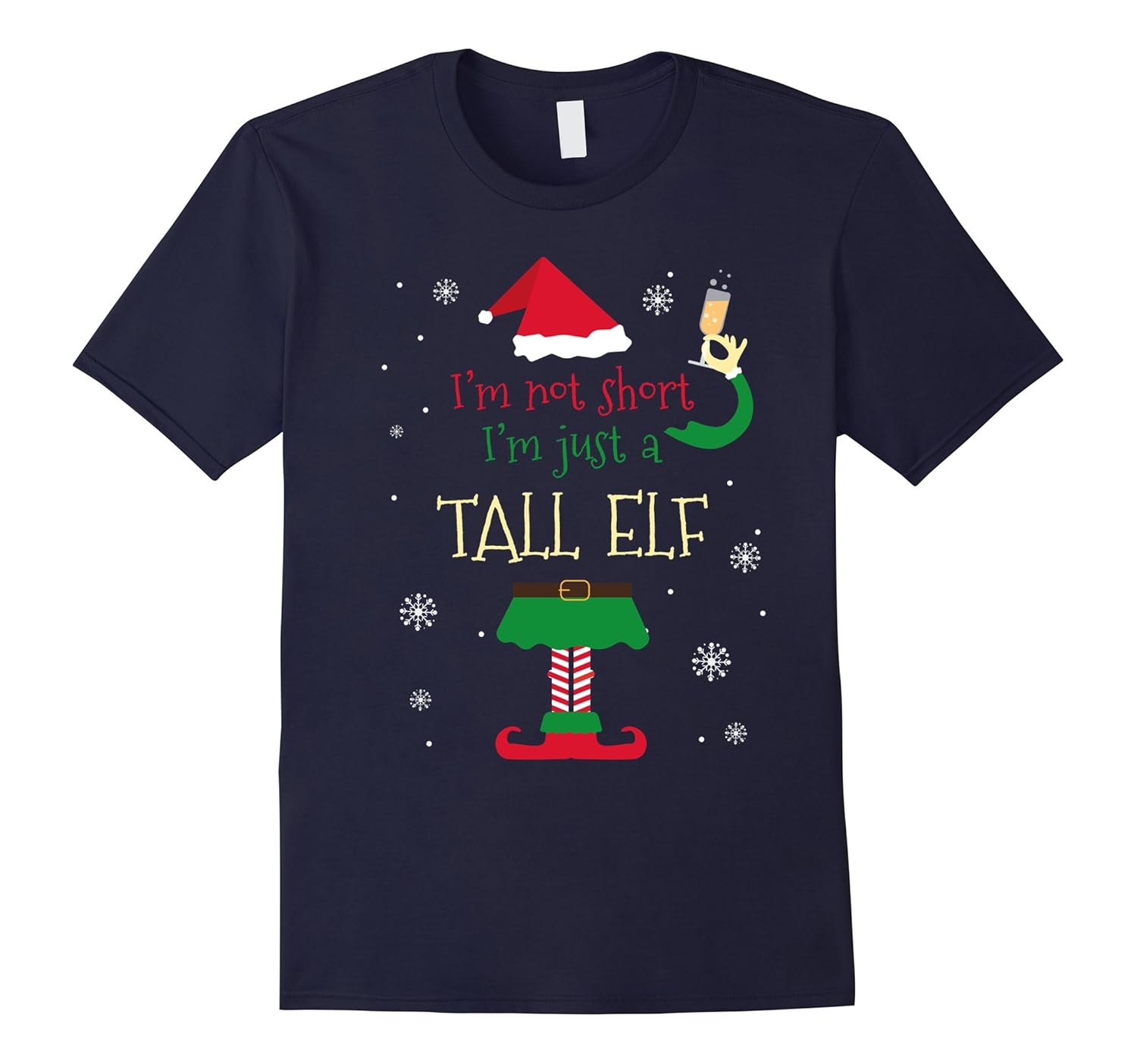 I'm Not Short I'm Just a Tall Elf Funny Xmas Tshirt-ANZ