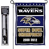 Baltimore Ravens 3 Time Champions Garden Flag and Pole Stand Holder